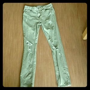 Free People Highwaisted Olive Ripped skinny jeans